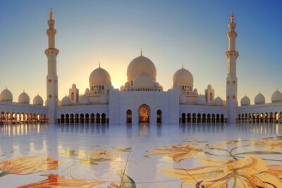 Abu Dhabi Grand Mosque, Etihad Towers & Royal Palace Visit from Dubai - Sheikh Zayed Grand Mosque: white architecture with cross-regional design echoes