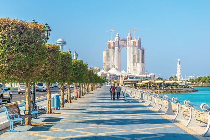 Half day City Tour of Abu Dhabi with Sheikh Zayed Grand mosque - Corniche skyline breakwater photos and the Emirates Palace moment