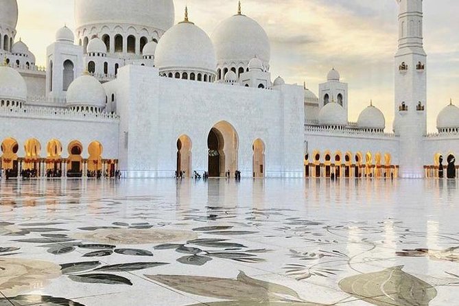Sheikh Zayed Grand Mosque Abu Dhabi ! Private Tour from Dubai - Carpet, marble mosaic floral design, and gold details